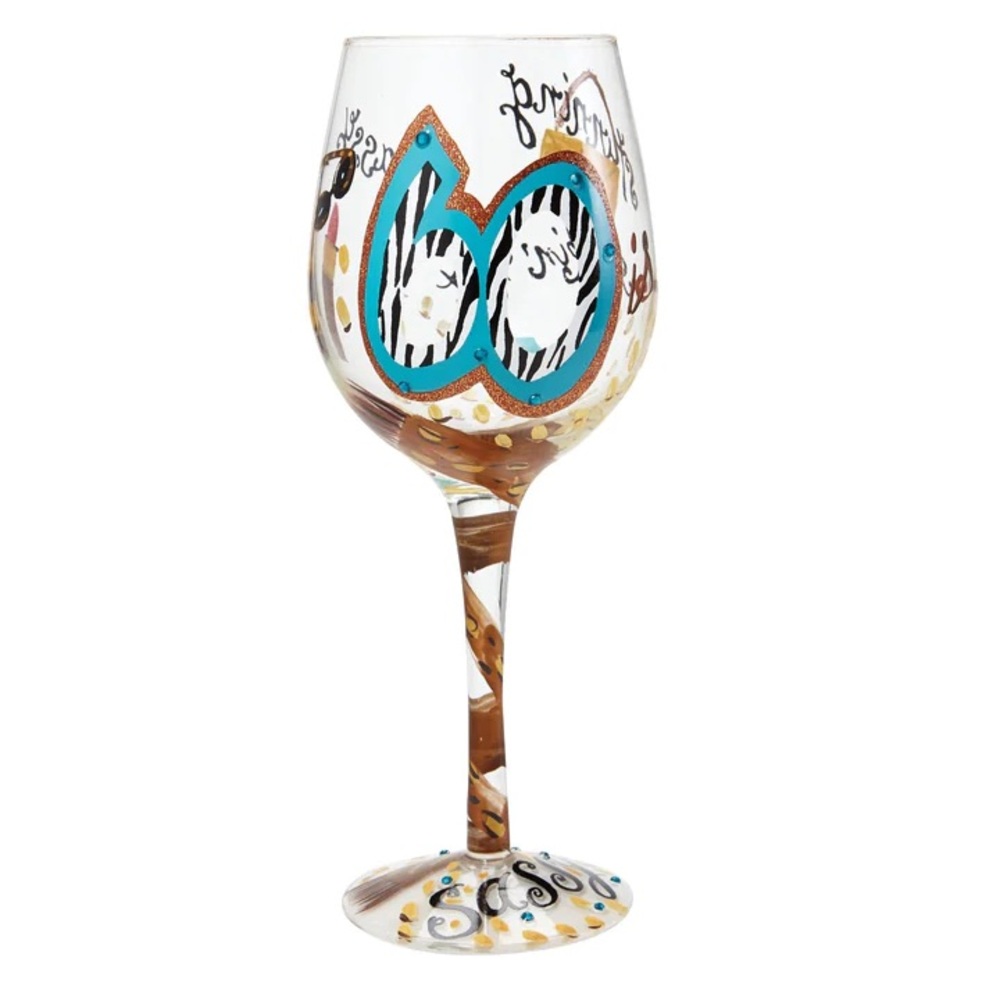 Designs by Lolita 60 and Sassy Hand-Painted Artisan Wine Glass, 15 oz.
